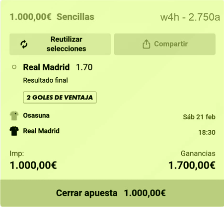 Apuesta 2.750a